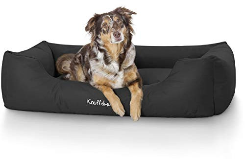 Knuffelwuff Hundebett Finlay aus Nylongewebe XXL 120 x 85cm Schwarz - Hundesofa mit erhöhte Ränder und abnehmbarem Bezug - leicht zu reinigen - für große, mittelgroße und kleine Hunde