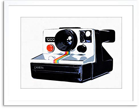 Wee Blue Coo Photo Painting Retro Style Polaroid Camera Cool Framed Wall Art Print