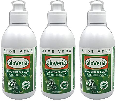 PURES ALOE GEL 99,6 % - ALOVERIA® Aloe Vera Pur, kaltgepresst aus Gran Canaria x 3