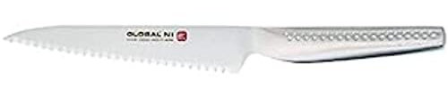 Global Ni Range 12cm Flexible Serrated Utility Knife, CROMOVA 18 Stainless Steel, GNS-08