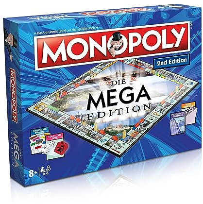 Winning Moves - Monopoly - MEGA 2nd Edition - Gesellschaftsspiel für Erwachsene und Kinder - Alter 8+ - Deutsch, Blau