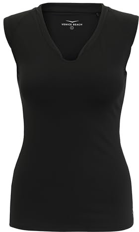 Venice Beach Sport-T-Shirt für Damen mit körperumspielender Schnittform und V-Ausschnitt ELEAM L, Black