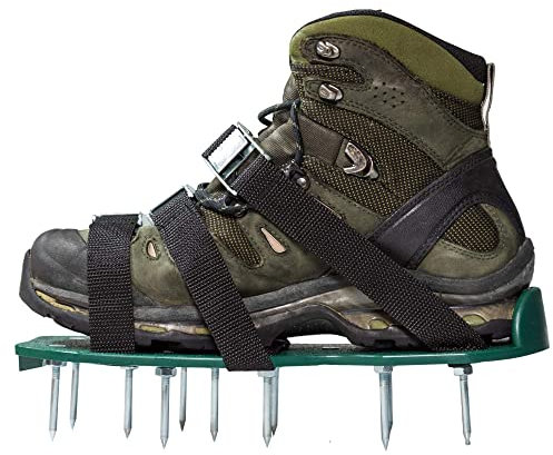 Punchau Lawn Aerator Shoes w/Metal Buckles and 3 Straps - Heavy Duty Spiked Sandals for Aerating Your Lawn or Yard