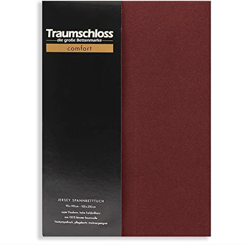Traumschloss Spannbetttuch »Comfort« 100% Baumwolle | Edel-Jersey | bügelfrei | Bordeaux | 180-200x200cm