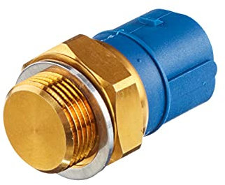 Interruptor de temperatura HELLA 6ZT 007 837-061, ventilador de refrigeración, 12 V, número de conexiones 3, enchufe plano, atornillado, doble salida/cierre, marcado de color negro/azul