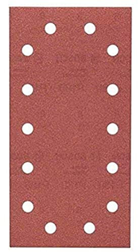 Bosch Accessories 2609256B23 Feuilles abrasives pour Ponceuses vibrantes 115 x 230 Système auto agrippant 14 trous Grain 180 Lot de 10 feuilles