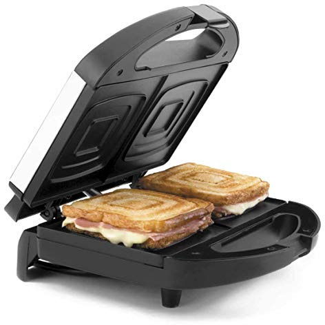 LACOR 69147 - Sanwichera Eléctrica para Rebanadas Cuadradas 750W, INOX y Negro, 25 x 25 x 11 cm