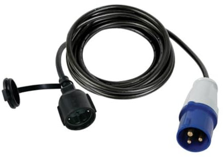 Perel Adapterleitung, H07RN-F 3G2.5, 3 m, 16 A/230 V, 3680 W, CEE auf Typ F, für innen und außen, Gummi, blau