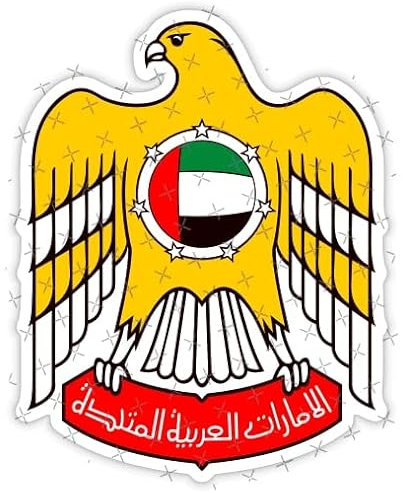 Stoßstangen-Aufkleber, Vinyl-Aufkleber, Wappen der VAE, Vereinigte Arabische Emirate, Dubai, Abu Dhabi, 95 mm