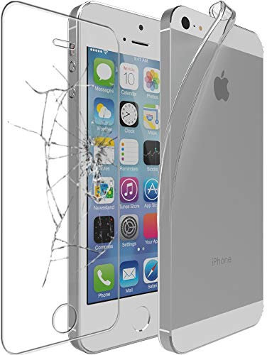 ebestStar - Hülle für iPhone SE iPhone 5 5S, Silikon Handyhülle Cover, Klar TPU Schutzhülle, Slim Handy Case, Transparent + Panzer Schutz Glas