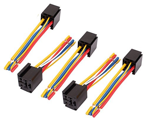sourcing map 5Stk DC 12V/24V 80A 5-Pin Draht Relais Sockel Kabelbaum Anschluss für Auto