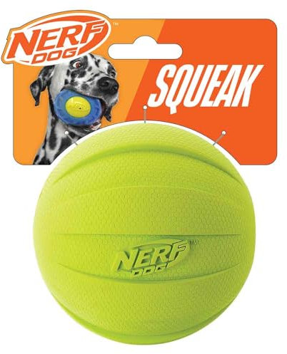 Nerf Dog Gummiball Hundespielzeug mit Quietscher, leicht, langlebig und wasserabweisend, 10,2 cm Durchmesser für mittelgroße Rassen, Einzeleinheit, grün