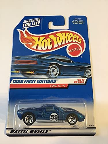 Mattel Hot Wheels 1999 First Editions 1:64 Scale Blue Ford GT-40 16/26 Die Cast Car