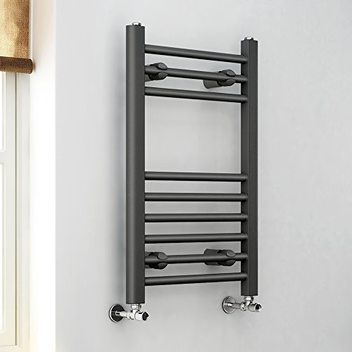 iBathUK | 650 x 400 Anthracite Straight Heated Towel Rail Bathroom Radiator