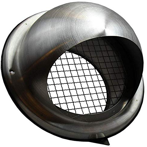 Kair 100mm Stainless Steel Bull-Nose External Vent Grille with Wire Mesh | Wire mesh insect guard, Stainless steel construction, Drip-deflecting design, Suitable for bathroom and kitchen extraction