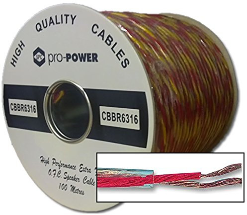 kenable Speaker Cable 189 Strand OFC Oxygen Free Copper Hi-Fi Audio Wire 1.5mm² CSA 2 Core Twisted Flexible Transparent PVC 100m Reel