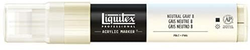 Liquitex 4618599 Professional Paint Marker, Acrylmarker mit hochpigmentierte Acrylfarbe auf Wasserbasis für den Innenbereich & Außenbereich, breite Spitze - Neutralgrau Nr. 8