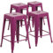 Flash Furniture Kai Hocker in handelsüblicher Qualität, 61 cm hoch, rückenfrei, Violett, für drinnen und draußen, Thekenhöhe