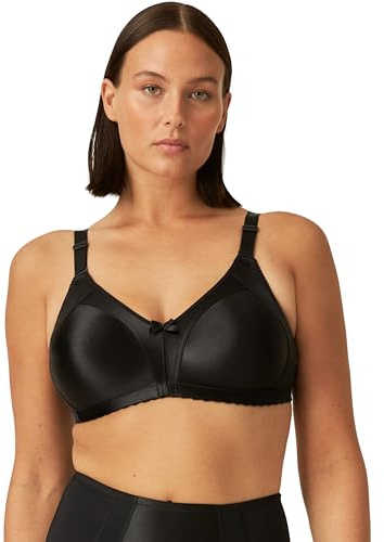 Naturana® Minimizer BH ohne Bügel [Cup B-G] I Maximaler Halt Dank durchdachter Schnittführung & Breiten Trägern I BH Minimizer für eine optisch kleinere Cupgröße 100 Schwarz D