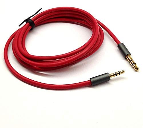 KetDirect Rot 1.5ft Gold überzogener Entwurf 3,5 mm Stecker auf 2,5 mm Stecker Auto-Zusatzaudiokabel Cord Kopfhörer-Anschlusskabel für Apple, Android Smartphone, Tablet und MP3-Player