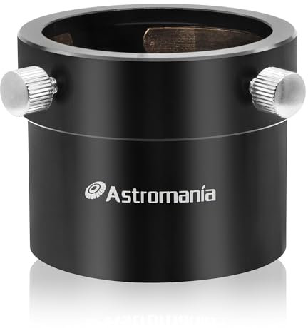 Astromania Adapter T2 Innengewinde auf 5,1 cm für Teleskop – kann auf jedes T2-Außengewinde geschraubt Werden und bietet eine Klemme für 5,1 cm Zubehör