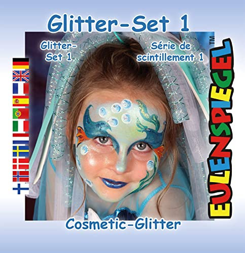 Eulenspiegel 912348 - Glitter Motiv-Set 1, 4 x 2 g, Glitzer, Karneval, Halloween, Mottoparty