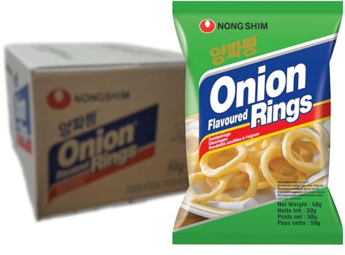 Nong Shim Onion Flavoured Rings – Zwiebelringe Yangparing - koreanischer Knabberspaß für Abende mit Freunden – 20er Vorteilspack à 50g