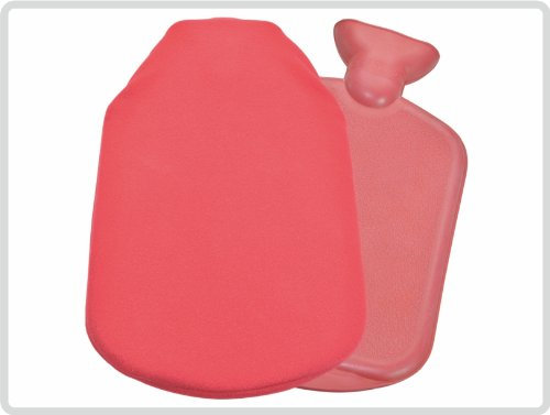 Wärmflasche 2 Liter mit Flauschbezug, rot