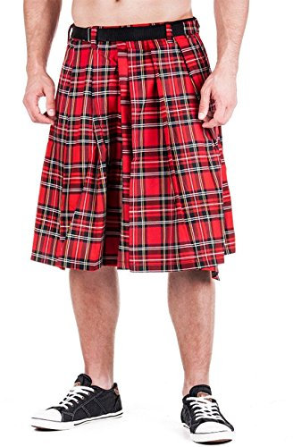 The Rock Shop Schottischer Kilt Tartan Red - Tartanmuster Rot bis 4XL (XL/XXL)