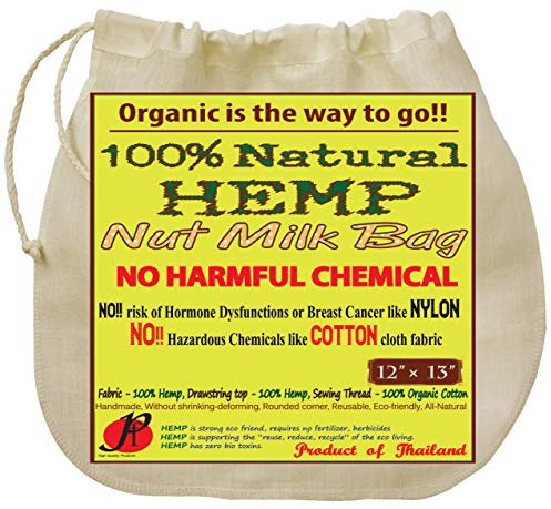 P&F All Natural Nut Milk Bag - No Harmful Chemical - Pure Hemp Fabric - Super Healthy, Super Tasty - Reusable Filter Bags - 13 X 12-Inches