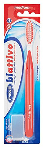 Piave Zahnbürste Biattivo - Medium - Anti-Plaque - Sterilisiert - Weiß, Rot