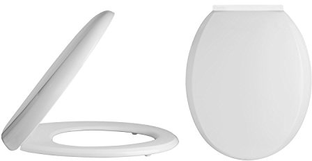 Nuie NTS008 | Modern Bathroom Round Soft Close Toilet Seat, 448mm x 362mm, White