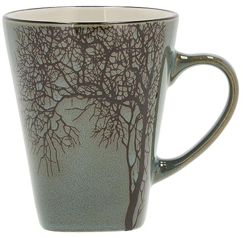 Villa Collection - Hela Mug Dia 35 cl - Café & Thés - Resistant & Design - Tasse en Grès 9 x 11 cm - Motif Bois - anniversaire, fête des mères, fête des pères, noel - Vert
