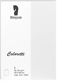 Rössler 220706509 - Coloretti Karten, 220 g/m², DIN A6 hd, weiß, 5 Stück
