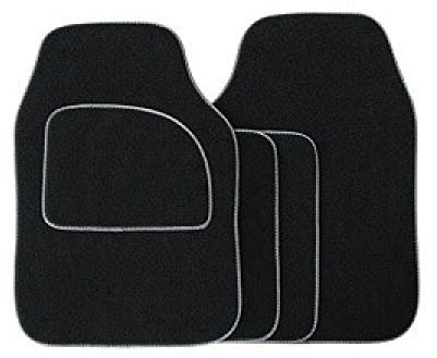 Streetwize SWCM31 Velour Car Floor Mat Set of 4, Anti-Slip Car Mats - Car Interior Accessory (Black/Grey)