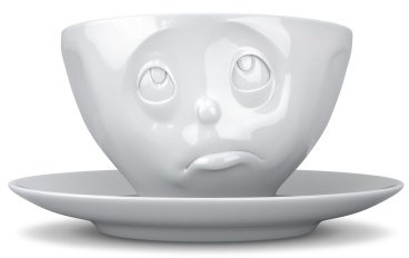 TV Tasse Kaffeetasse mit Untertasse Och Bitte Porzellan weiß
