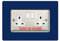 Double Socket Surround, Square Acrylic Back Panel Finger Plate, Decorative Frame for Neat and Tidy Finish, Font Colour:Navy