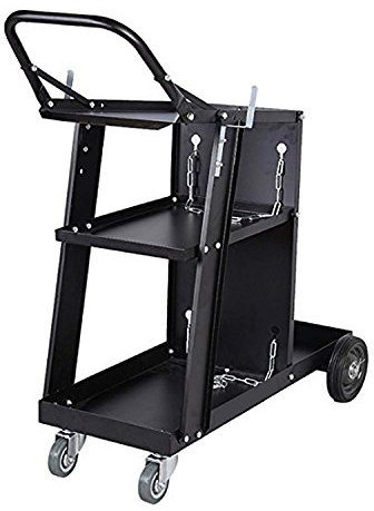 Black Welding Cart Plasma Cutter Welder Mig Tig Arc Storage for Tanks Gas Bottle