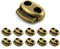 Ganzoo Set edle Metall - Kordel-Stopper/Kordel-Klemme (Doppellochung) für Seile, Jacken UVM. Aus Metall, Marke (10er Set, Bronze)