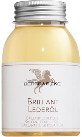 Bense & Eicke Brillant Lederöl farblos - pflegt Glattleder mit Avocadoöl, Jojobaöl, Mandelöl, Sojaöl, Klauenöl und Bienenwachs, Schutz vor Nässe, für Sattel, Schuhe, Motorradkleidung, 250 ml