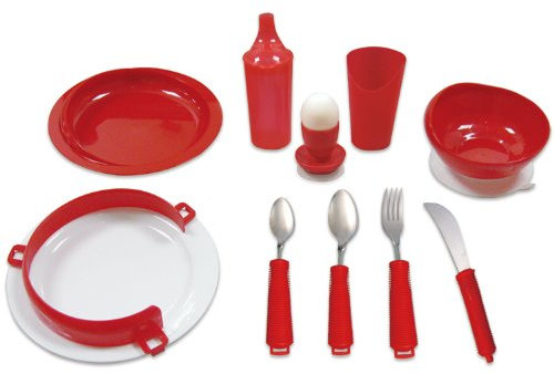 Deluxe Red Tableware Set for Alzheimer's, Dementia & Disability