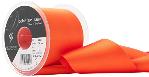 Berisfords Double Faced Satin Ribbon, Flame, 70 mm Width, 20 metre Length