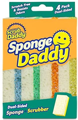 Scrub Daddy Sponge Daddy - Lavable Anti Scratch con Doble Cara Flextexture - Estropajo Cocina, Baño, Horno Esponja Antibacteriana, Reutilizable y Anti-Rayones - Paquete de 4