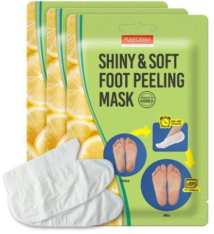 Purederm Shiny & Soft Foot Peeling Mask (3 pack) - For smooth and moist baby skin with Exfoliating peel off Calluses, Dry Skin, Cracked Heels - Men and Women