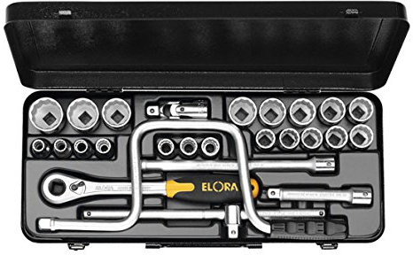 Elora Steckschlüssel-Satz 1/2 Zoll, Zwölfkant, 24-teilig 3/8-1.1/4 AF, 770-LAK
