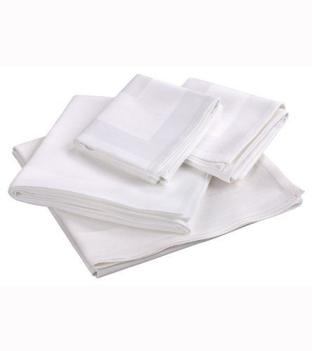 N&K Bielefelder Wäsche: günstige, aber edle Servietten aus Damast, weiß, 50x50, 6er Pack
