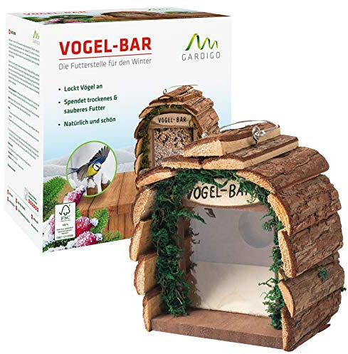 GARDIGO® Vogelfutterhaus aus Holz I Vogelhaus zum Aufhängen I Futterhaus für Vögel I Vogelfutterspender für Balkon und Garten