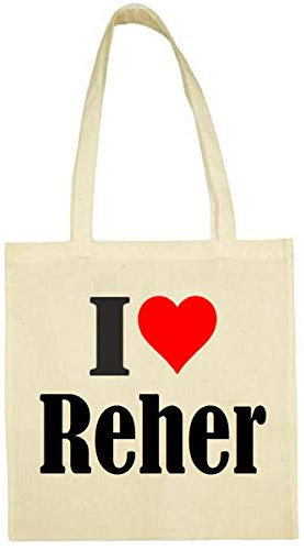 Reifen-Markt Tasche I Love Reher Größe 38x42 Farbe Natur Druck Schwarz