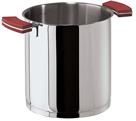 Sambonet 12'O'Clock Red Pentola Ø 24 cm, Acciaio Inox 18/10, Manici Antiscottatura in Silicone Rosso, con Interno Graduato