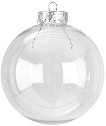 6 X Clear Round Glass Christmas Tree Baubles Spheres Ornaments Decoration 8cm